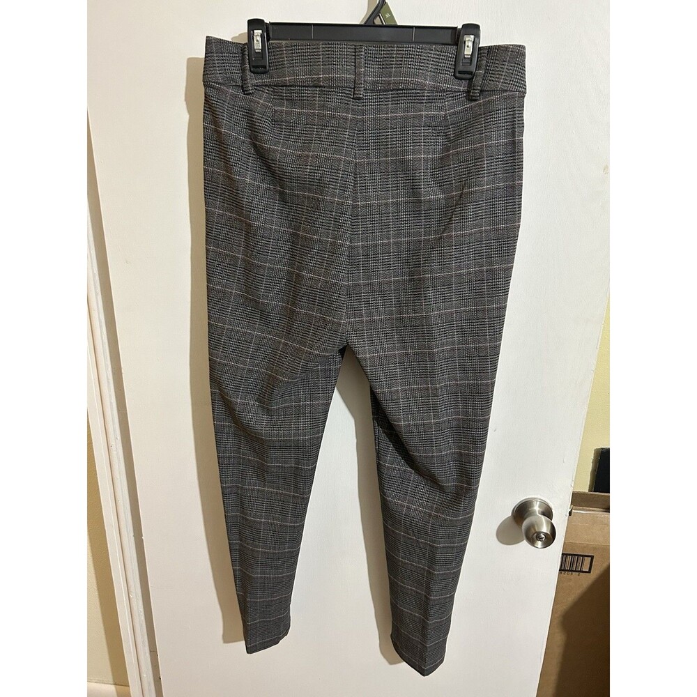 maurices Women's L Gray Plaid High Waist Dress Pants Flat Front Pockets Stretch - Picture 8 of 8